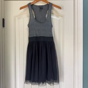 Wet Seal Black Silver Racerback Tank Dress Y2K Grunge Holiday Whimsigoth Sz. Sm